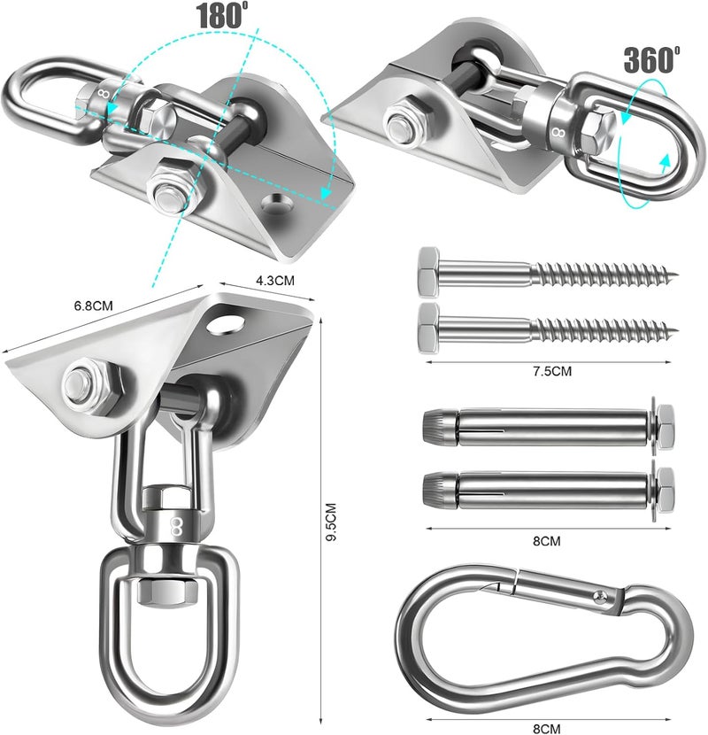 YOSE Hammock Hanging kit,360°Rotating 1200 lb Capacity Heavy Duty,Hanger & Swing Hook Snap for Concrete Wood,Hammock,Veranda Seat,Chair,Swing Sets,Yoga and Gym（Without Chain ） - Image 3